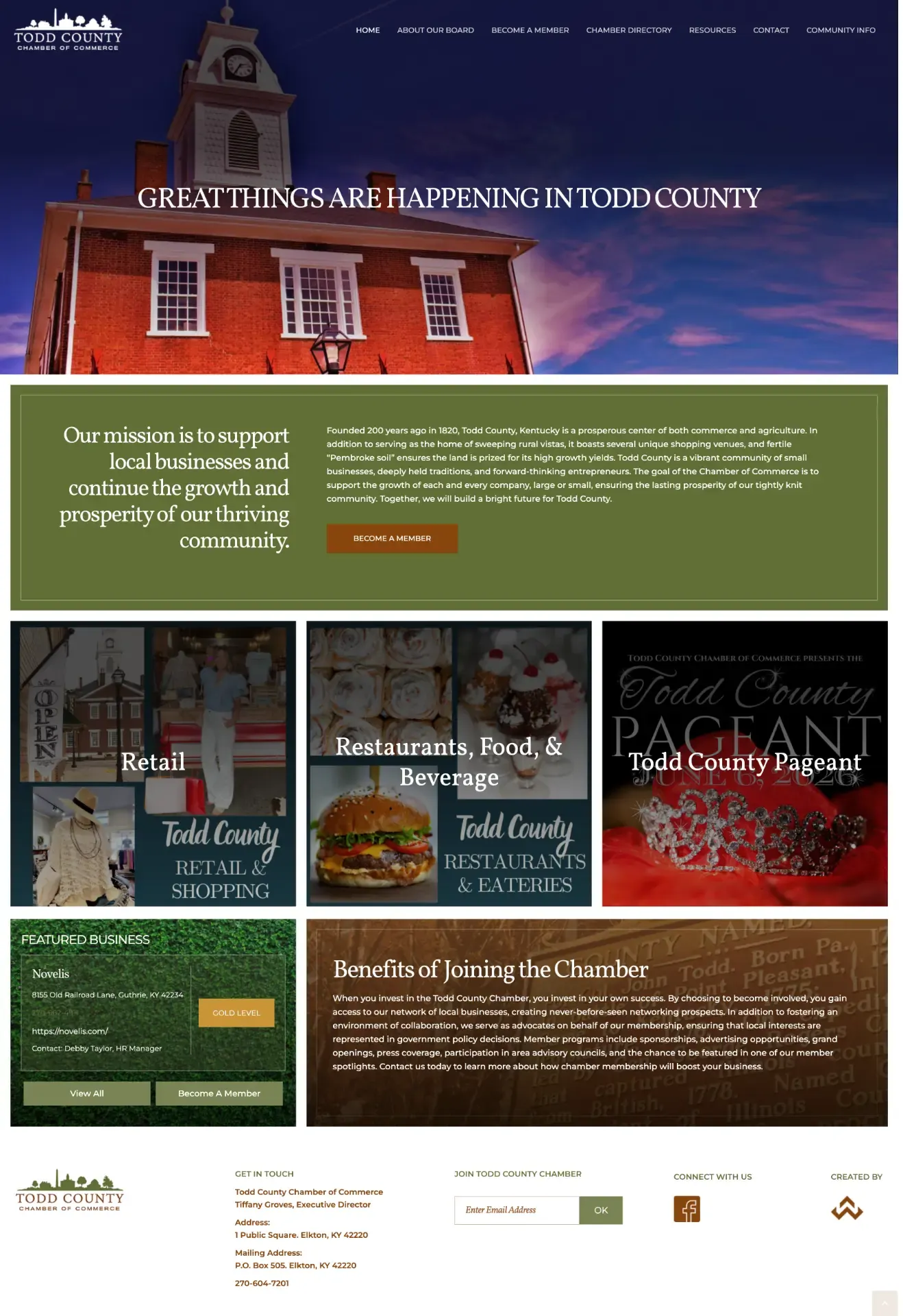 Todd County Chamber of Commerce website designed and built by Webconsuls