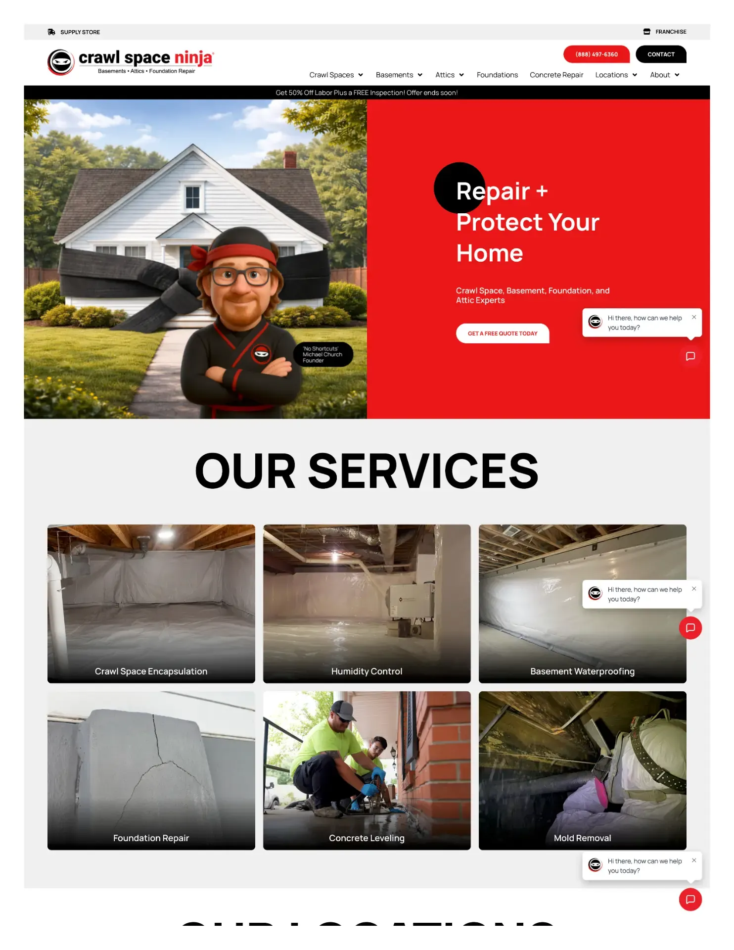 Crawl Space Ninja website designed and built by Webconsuls