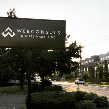The Webconsuls Digital Marketing sign outside the Trinity Lane office in Nashville