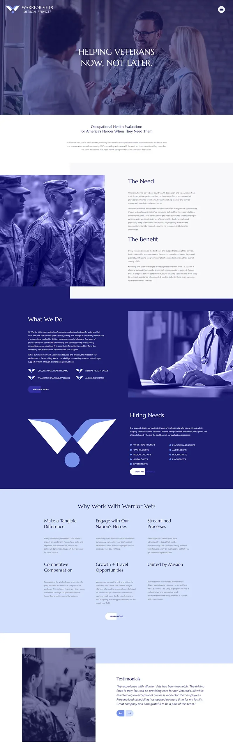 Warrior Vets Medical Services website designed and built by Webconsuls