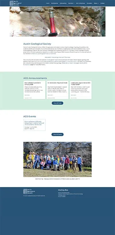 Austin Geological Society website designed and built by Webconsuls