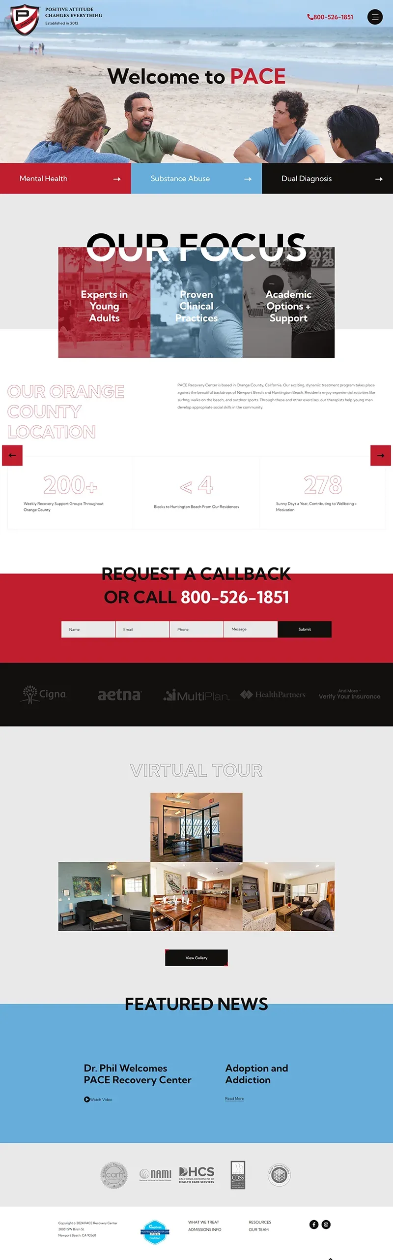 PACE Recovery Center website designed and built by Webconsuls