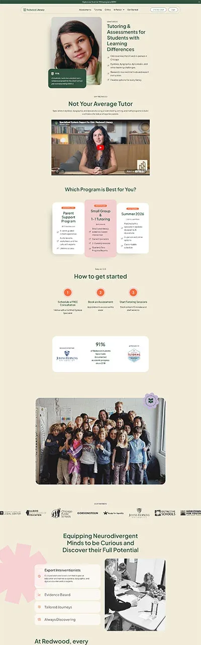 Redwood Literacy website designed and built by Webconsuls