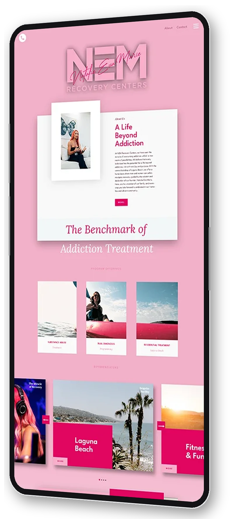 NEM Recovery Centers mobile site designed and built by Webconsuls